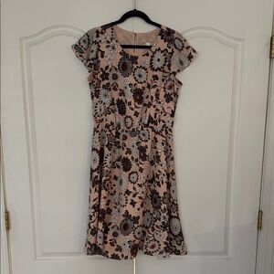 LOFT Floral Mini Dress in Pink and Black